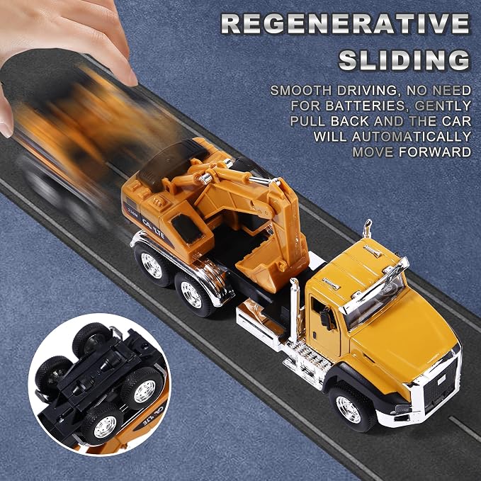 AIUAZA 1/50 Ratio die-Casting Engineering Construction Vehicle, Dump Truck, Excavator, Mixer, Alloy Collection Model car, Boy's Door Opening Pull Back car Toy (Dump Truck)