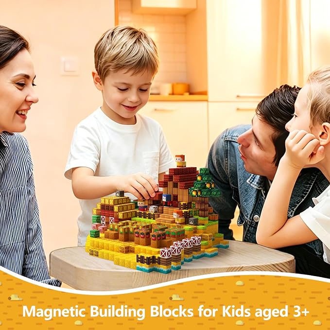 idoot 100PCS Magnetic Building Blocks Set, Farm Themed Kids Magnetic Blocks STEM Toys, Montessori Education for Boys and Girls, Christmas and Birthday Gifts for 3 4 5 6 7 8 9 10 11 12 Years Old
