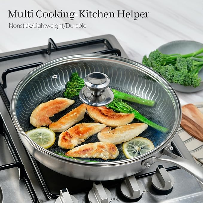 11 In Glass Lid for Frying Pan, Tempered Replacement Cover Compatible with All 11" Cookware for Skillets, Round Cast Iron, Cast Aluminium, Stainless Steel Pans &Pots, 10.8in/ 276mm - 11.2in/292mm