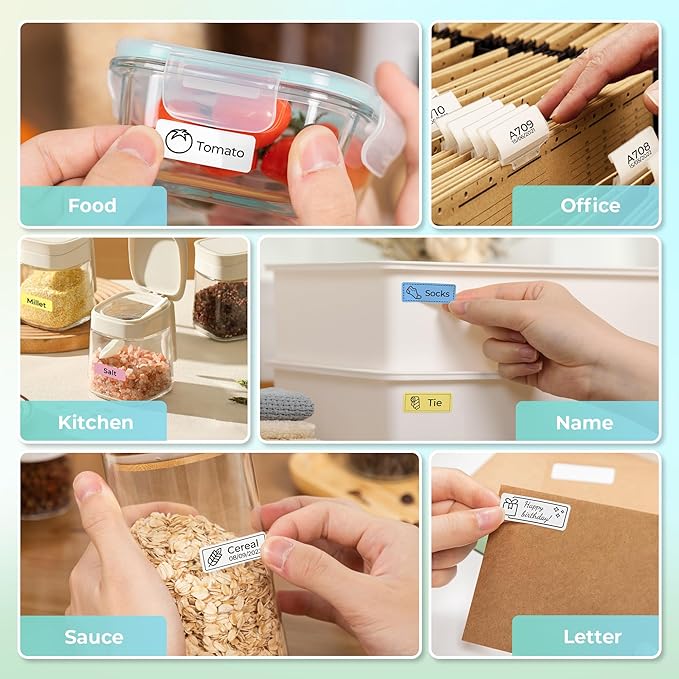 Nelko Label Maker Machine with Tape, P21 Bluetooth Label Printer, Wireless Mini Label Makers with Multiple Templates for School Office Home, Cyan