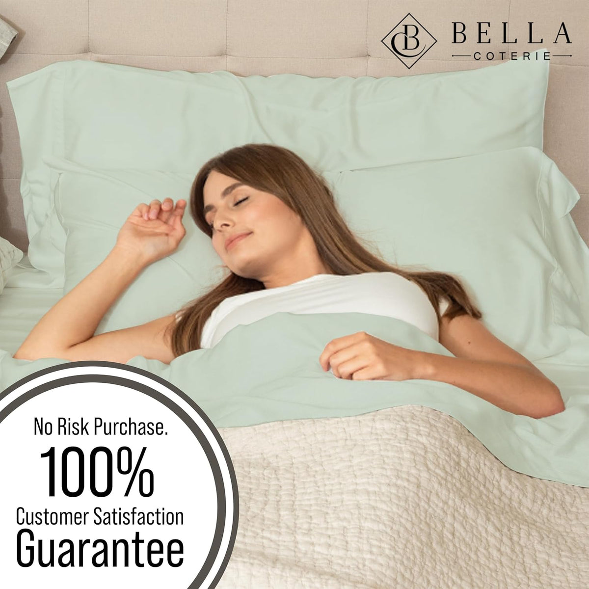 Bella Coterie Luxury Bamboo Viscose Full Size Sheet Set | 100% Organically Grown | Ultra Soft | Cooling for Hot Sleepers | 18" Deep Pocket [Sea Glass]