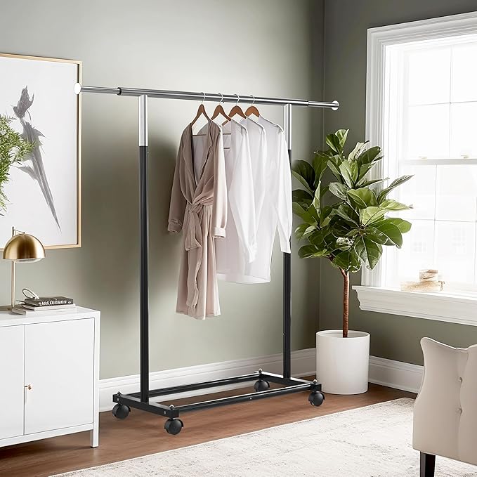 Simple Houseware Standard Rod Garment Rack, Black