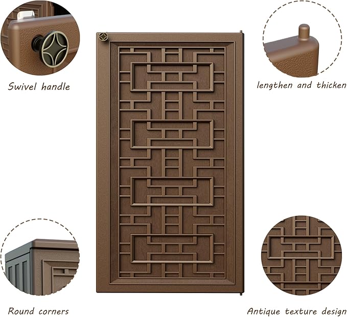 Storage Box Outdoor Caninet,Resin Indoor Storage Box Waterproof Outdoor Storage Cabinets for Patio/Garden/Backyard, Size 34.3''L*15''W*36.2''H(Brown)