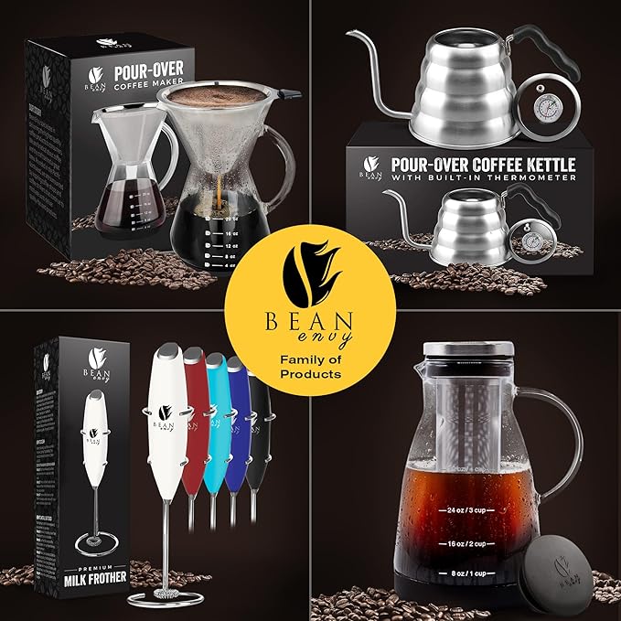 Bean Envy Milk Frother, Coffee Stirrers, Frother Wand, Milk Frother Handheld, Frother with stand, Hand Blender for Coffee, Lattes, Cappuccino, Matcha and Hot Chocolate – Kitchen Gifts - Blue