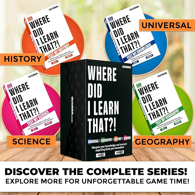 QUOKKA Trivia Card Games for Adults with 500 Questions – Geography Board Games for Adults, Teens and Families – Trivia Cards with Answers – Fun Party Game for Family Game Night