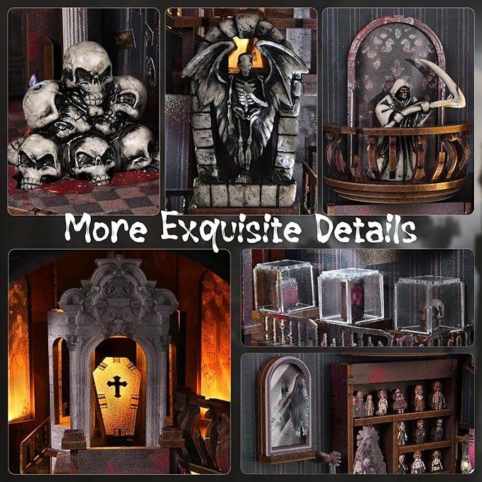 CCCDF Book Nook Kit - DIY Miniature Dollhouse Kit, Creepy Scary Tiny Booknook House Bookshelf 3D Wooden Puzzle for Adults, Gifts for Family (Haunting Relics)