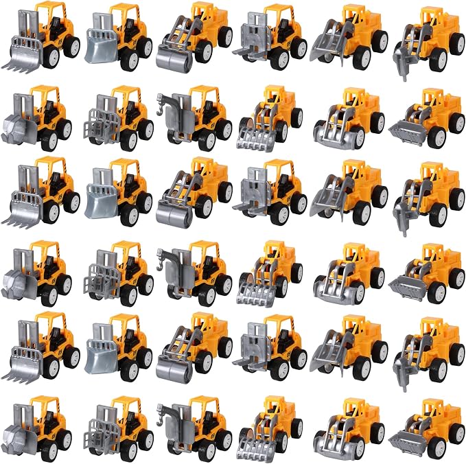 36 Pack Pull Back Construction Engineering Vehicles Toy Playset, Mini Plastic Construction Excavator Trucks Car Toys for Boys Girls Kids Toddlers
