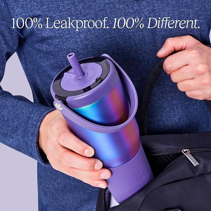BrüMate Resa 35oz 100% Leakproof Travel Tumbler w/Handle & Straw | Flexible SoftSip Straw | Silicone Sleeve for Durability | Stainless Steel | Cup Holder & Travel Friendly Water Bottle (Prickly Pear)