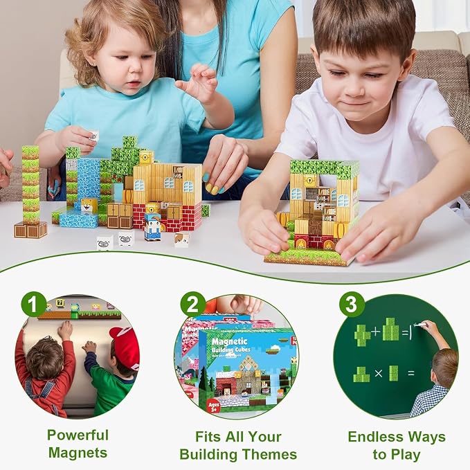 150PCS Magnetic Blocks, Magnetic Building Blocks, 0.78in Magnetic Building, STEM Game Stacking Toys for Kids, Birthday Gifts for Boys and Girls Age 3+ Years Old