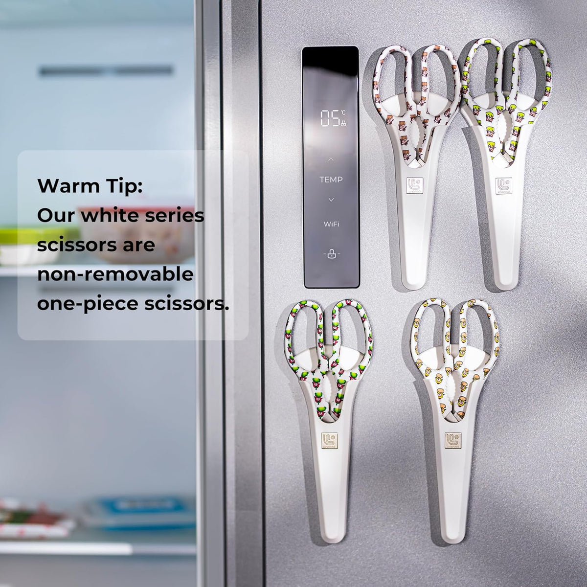 Linoroso Kitchen Scissors Heavy Duty Kitchen Shears with Magnetic Holder Made with Japanese Steel 4034, Multipurpose Ultra Sharp Cooking Scissors for Meat/Vegetables/BBQ/Herbs/Pizza (Graphic,Tiger)