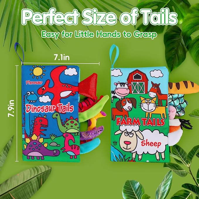 2 PCS High Contrast Crinkle Baby Books 0-6 Months Interactive Sensory Baby Toys 9-12 Month Montessori Activities Touch Feel Infant Book 0-3-6 Month Car Seat Travel Essentials Newborn Development Gift