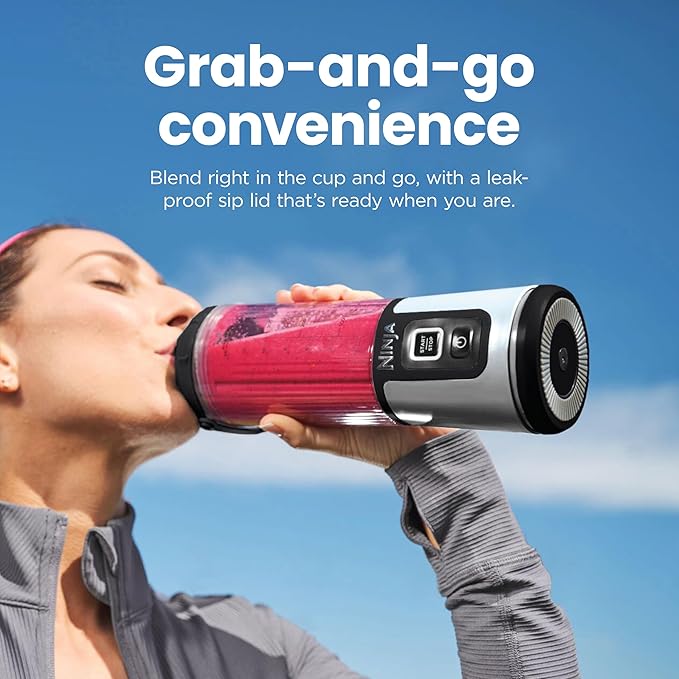 Ninja BC151WH Blast Portable Blender, Cordless, 18oz. Vessel, Personal Blender-for Shakes & Smoothies, BPA Free, Leakproof-Lid & Sip Spout, USB-C Rechargeable, Dishwasher Safe Parts, White