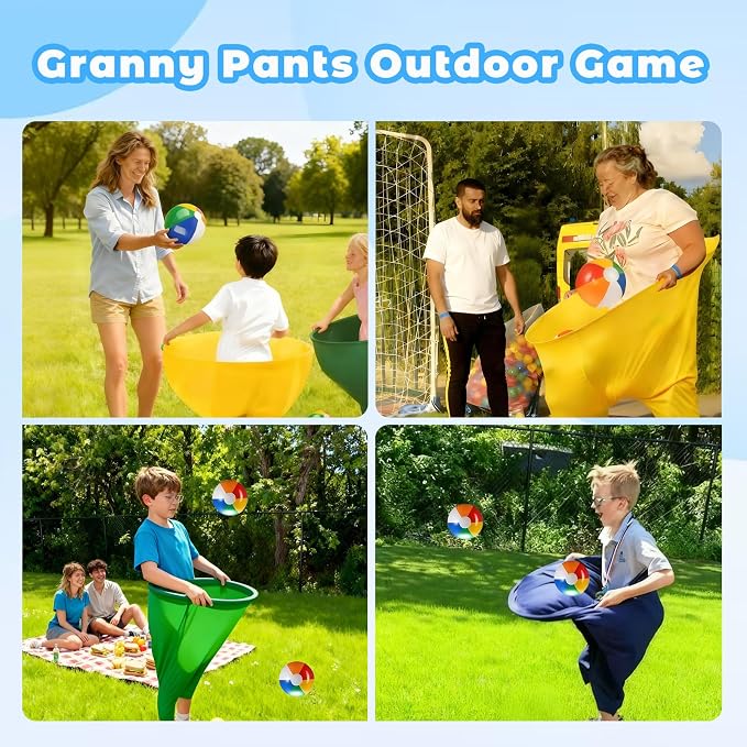 Granny Pants Yard Game Set (2 Pack), Funny Granny Pants Outdoor Game for Kids & Adults, Easy Setup Toss Game with Giant Pants & Balls, Backyard Family Party Game for Small Groups