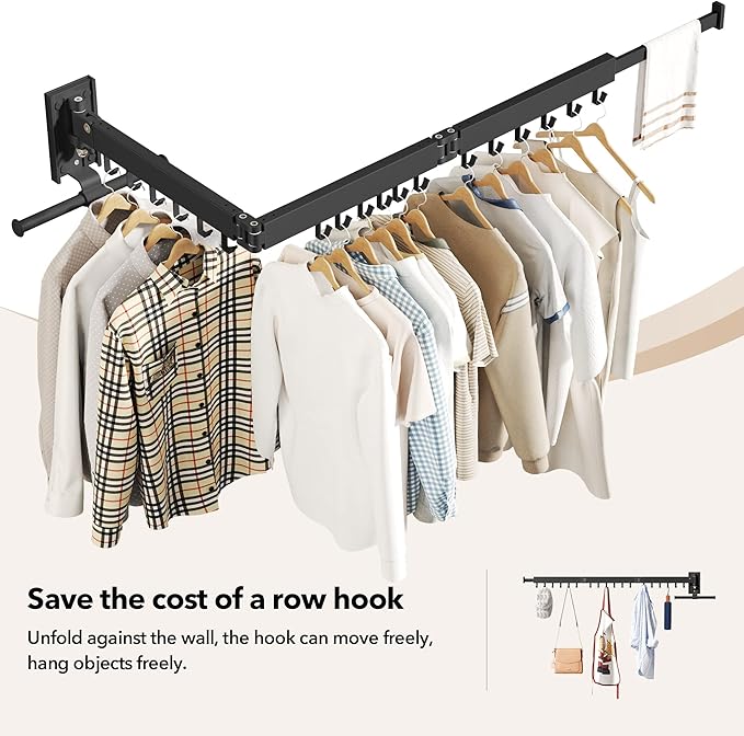 Wall Mounted Clothes Hanger,Clothes Drying Rack,Laundry Drying Rack,Clothes Rack Wall Mount,Drying Rack Clothing,Laundry Rack,Folding,Retractable,Collapsible,can Fold Upward & Left & Right