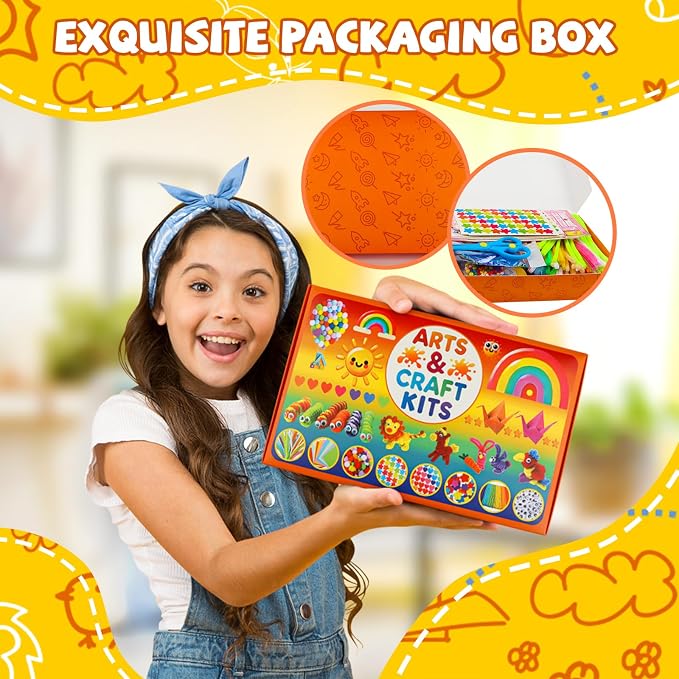 DOITEM Pipe Cleaners Craft Supplies, 1800Pcs Arts and Crafts Supplies DIY School Craft Project Including Pipe Cleaner Pom Poms Craft Kits for Kids Over 8 Years Old