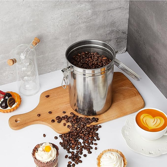 Lallisa 3 Pcs Stainless Steel Canisters 62 oz Stainless Steel Containers with Lids Food Storage Container with Airtight Clamp Lid Coffee Containers for Tea Sugar Coffee Flour Kitchen Counters