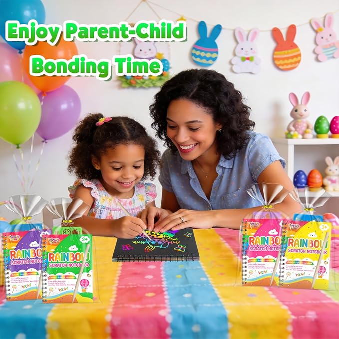Scratch Paper Art Party Favors for Kids: 16 Pack Rainbow Scratch Notebook, Goodie Bags Stuffers Coloring Books Party Favors for Kids 3-12, Bulk Classroom Birthday Gifts for Student