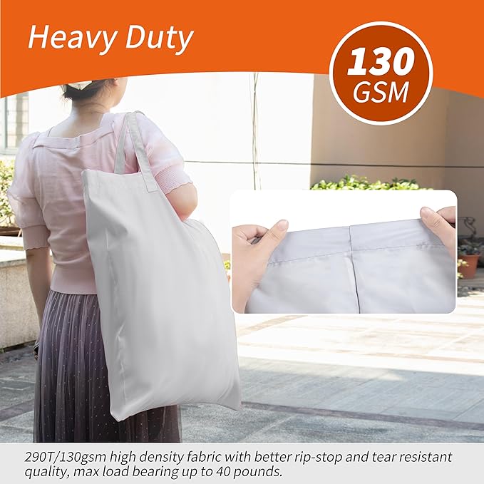 Polecasa Small Heavy Duty Laundry Bag with drawstring closure and Reinforced Handles, Easy to Carry Dirty Clothes Drawstring Bag for Travel, Camp 21”x24”, Silver