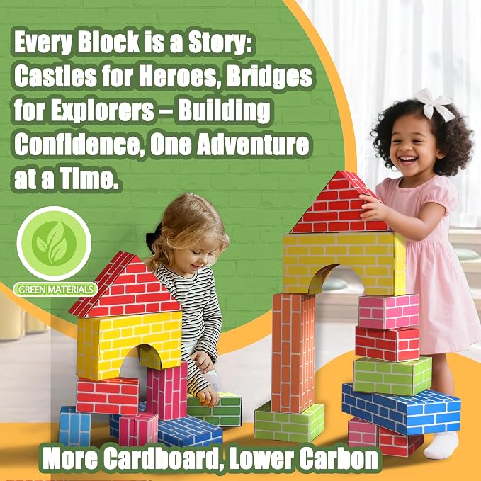 Cardboard Building Blocks for Kids 26pcs: Jumbo Gifts Heavy Duty Develop Creative Thinking Spatial Reasoning Easy to Assemble