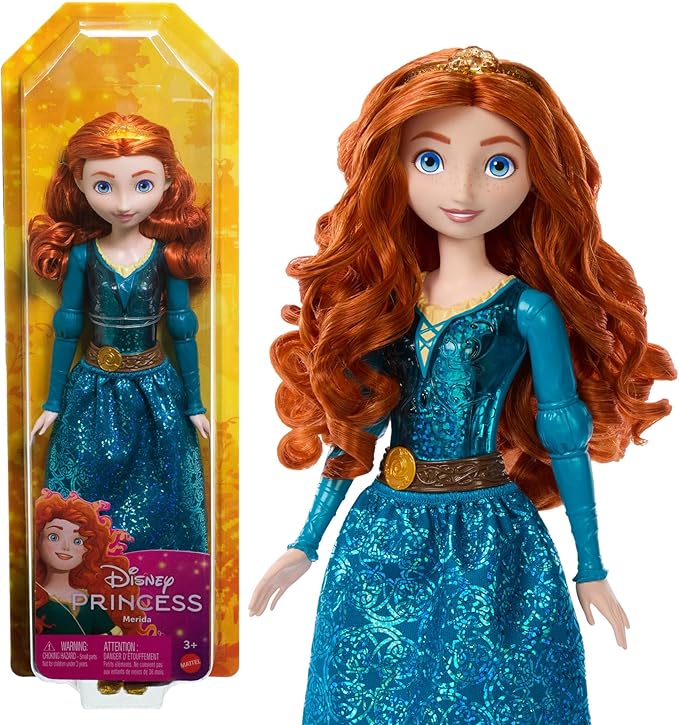 Mattel Disney Princess Merida Doll in Sparkling Fashion with Removable Skirt, Tiara and Shoes, Posable & Collectible, Inspired by Brave Movie