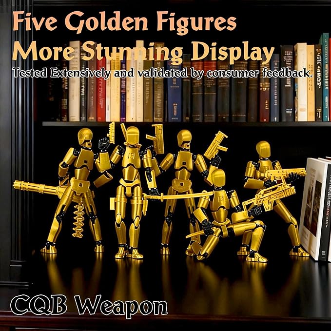 Gatling Gun Titan 13 Action Figure Set【Assembled】, Robot T Action Figure 3D Printed Dummy 13 Action Fidget Toys Figure Articulated, Lucky 13 for Collectors Desktop Decorations (5-Pack)