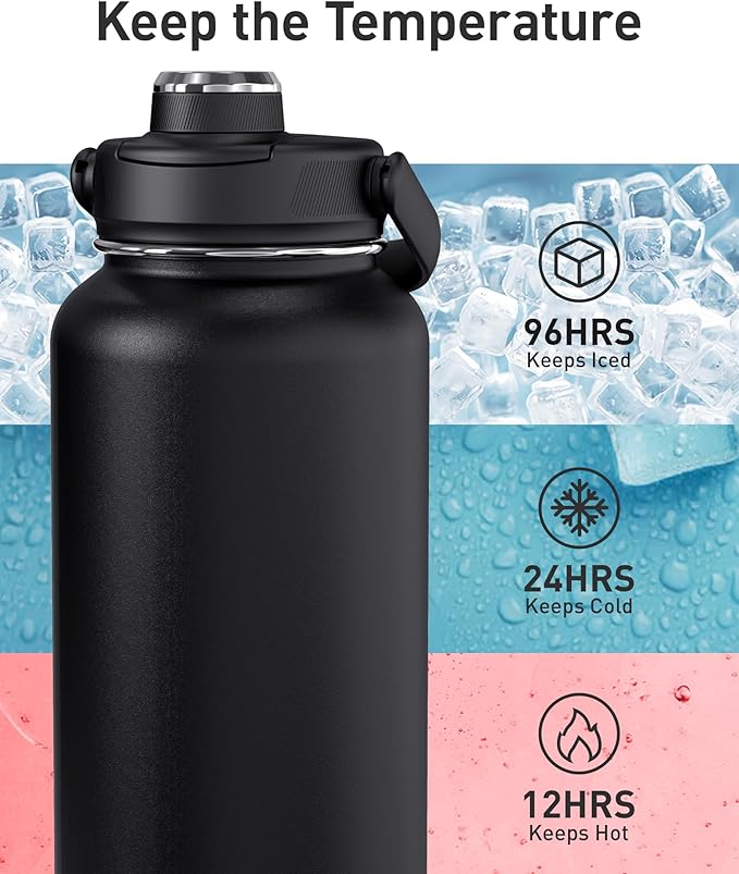 TOURIT 40 oz Insulated Water Bottle, Stainless Steel Sports Water Bottles With Top Handle, Double-Wall Travel Thermal Water Flask, BPA Free Leakproof Water Bottle for Sports and Travel, Mint Green
