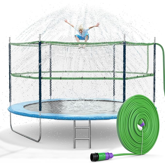Jasonwell Trampoline Sprinkler Kids Outdside: Trampoline Accessories Waterpark Tropical Party Summer Outdoor Fun Water Games Toys Sprinklers Backyard Water Park Activity Toy for Kids Boys Girls (39FT)