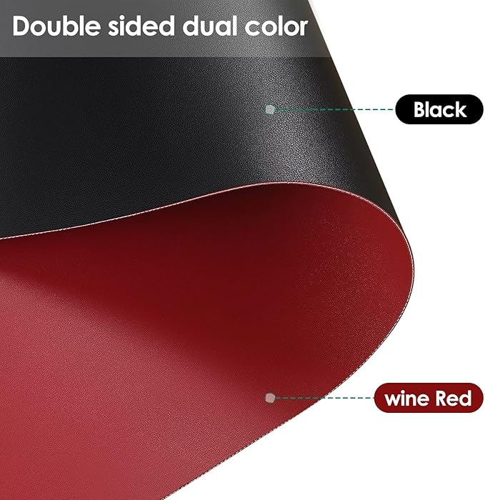 Vanity Cover Top Protector - Can Be Used On Both Sides Waterproof and Easy to Clean Good Flatness Used for Dresser Table(Black+Wine Red 10x60)