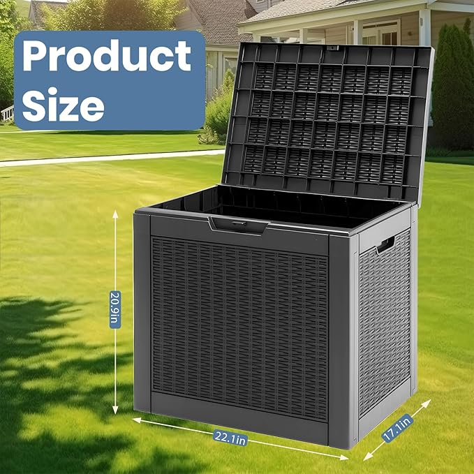 DUMOS 30 Gallon Deck Box, Lockable Outside Storage Box for Outdoor Use, Outside Waterproof Resin Package Delivery Box for Backyard Patio Garden