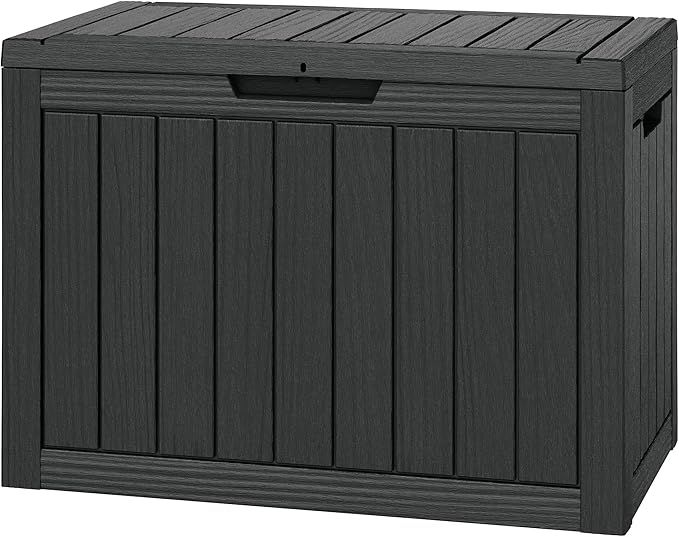 KAMABOKO 45 Gallon Outdoor Storage Box, All-Weather Deck Box for Patio Furniture, Package Deliveries, Garden Tools, Pool Supplies & Cushions, Black