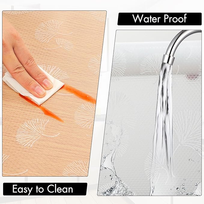 Cooyes Shelf Liner, Non Adhesive Drawer and Cabinet Liner, EVA Washable Oil-Proof Shelf Paper for Kitchen Cabinets, Refrigerator, Storage, Desks with Modern Pattern