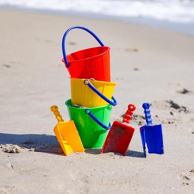 Spielstabil Beach Toys Bundle - Large Sand Scoop Outdoor Play Equipment 3 Pack, Colors Vary, Heavy Duty Sandbox Toys, German-Made Beach Essentials for Kids Ages 2.5 Years and Up