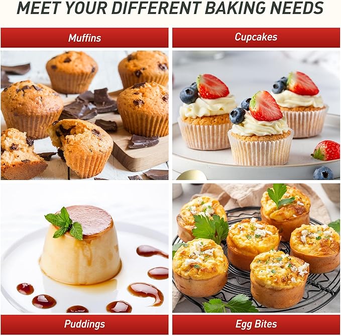 Socisen 2 Packs 6 Cups Silicone Muffin Pan with Metal Reinforced Frame Jumbo Size Cupcake Pan Tray Egg Bites Cookie Molds Muffin Tin Tart Pans Moldes De Silicona Para Gelatina Hornear Flan Chocoflan