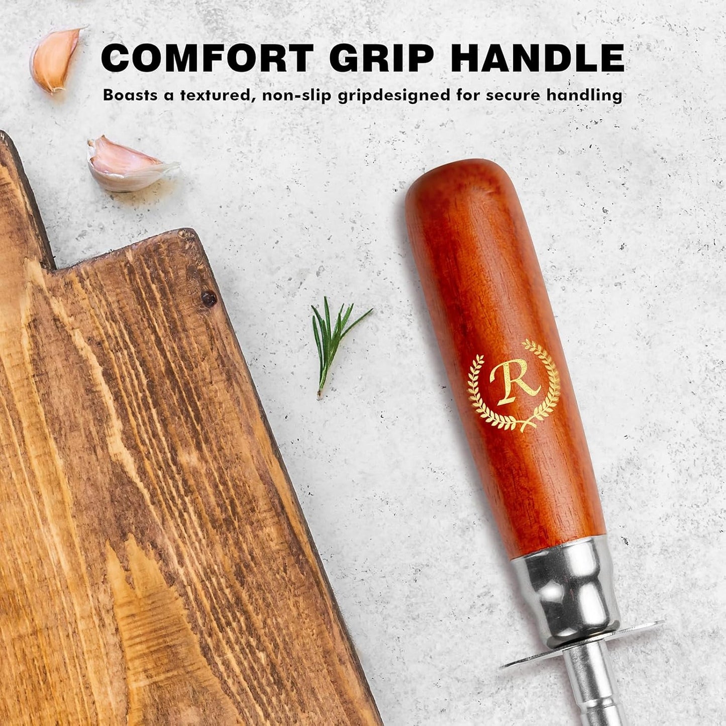 Knife Sharpener Rod, Kitchen Knives Sharpener Carbon Steel Professional Knife Sharpening Steel, Honing Rod with Hanging Holes (13 inches), R