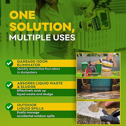 BEEST Dumpster Defender - 8lbs Outdoor Trash Can Deodorizer & Liquid Waste Absorber (Made in USA) Biodegradable Trash Can Odor Eliminator - Powerful Garbage Deodorizer for Always-Fresh Bins - 36 Cups
