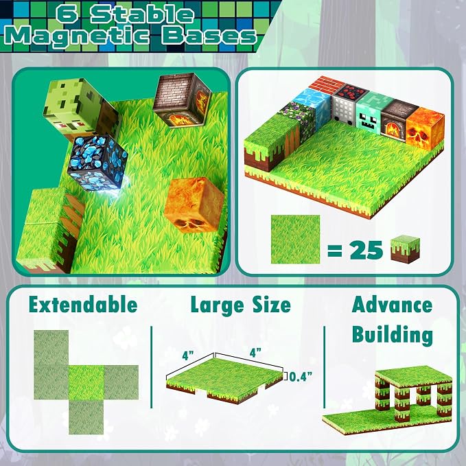 200PCS Magnetic Building Blocks with 6 Base Plate, Magnetic Blocks Cubes for Kids Ages 4-8, Stacking Magnet Blocks STEM Building Toys for Boys Girls Ages 3 4 5 6 7 8-12 Christmas Birthday Gifts