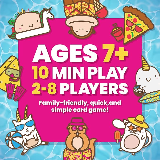 Taco Cat Goat Cheese Pizza Pool Edition Wildly Entertaining Waterproof Card Game for Outdoor Game Days | Easy to Play with 10 Minute Rounds | Fun for Kids, Teens, Adults, and Families | 2-8 Players