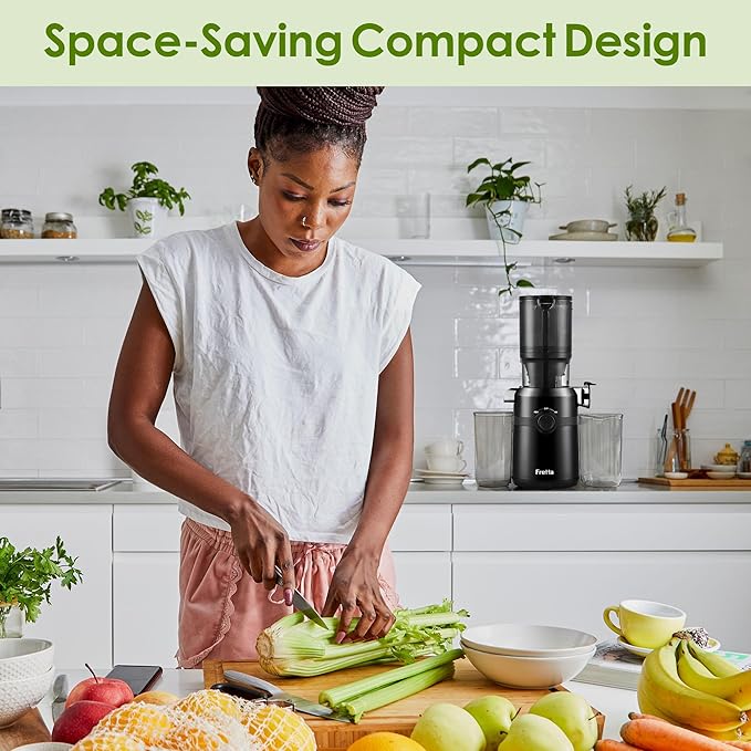 Juicer Machines,Fretta Cold Press Juicer Machines with American-Sourced PCTG Material,Fit Whole Fruits & Vegetables,Easy to Clean,Truly BPA-Free, Red