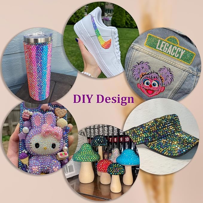 Resin Jelly Rhinestones for Crafting with B7000 Jewelry Glue, 1 Box Fluorescent Green AB Flatback Crystal with 3Pcs 10ml Glue, Bedazzling Non Hotfix Gems for DIY Tumblers Clothing Shoes Manicure
