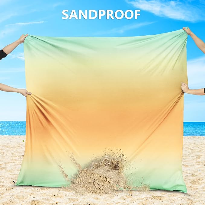 AISPARKY Beach Blanket Waterproof Sandproof Extra Large, Oversized Beach Mat, Quick Drying&Compact&Lightweight, Picnic Blankets Vacation Essentials for Outdoor Beach Camping (79" X 108" (6 Person))