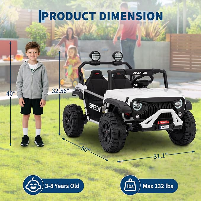 Garvee 24V Kids Electric Ride On Car with 4 x 45W Powerful Motors, Parent Remote Control & Manual Driving, Safety Speed 3-5 MPH, MP3 Player, Smooth Start, for Ages 3-8, White