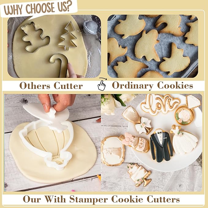 Wedding Cookie Cutters Cutter Wedding Car Molds 3.5" with Plunger Stamps Baking Dough Tools Cake Shapes PLA Accessories for Birdesmaid Decorative Party Kitchen Supplies