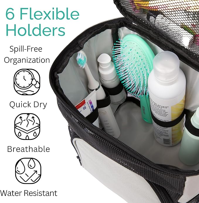 Original Portable Shower Caddy For College Dorms - Foldable Mesh Tote - Dorm Room Essentials - Durable Hanging Travel Shower Bag - Perfect for College Students, Men, Women (Grey)