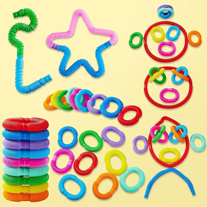 JOYIN 36 Pack Pop Tubes, Sensory Toys (Small) Fidget Toys Party Favors - 9 Colors, Creativity Learning & Fun for Kids - Perfect for Prizes Goodie Bags, Classroom School Reward