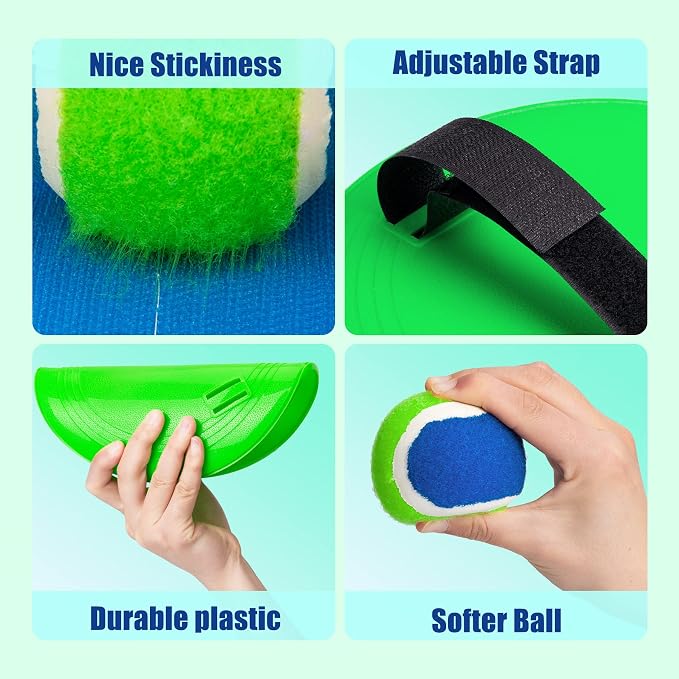 Toss and Catch Ball Set & Paddle Ball, Outdoor Games for Kids Toys, Christmas Family Games, Beach Pool Camping Yard Game Outside Toys, Gifts for Boys Girls 3 4 5 6 7 8 9 10 11 12 Years Old