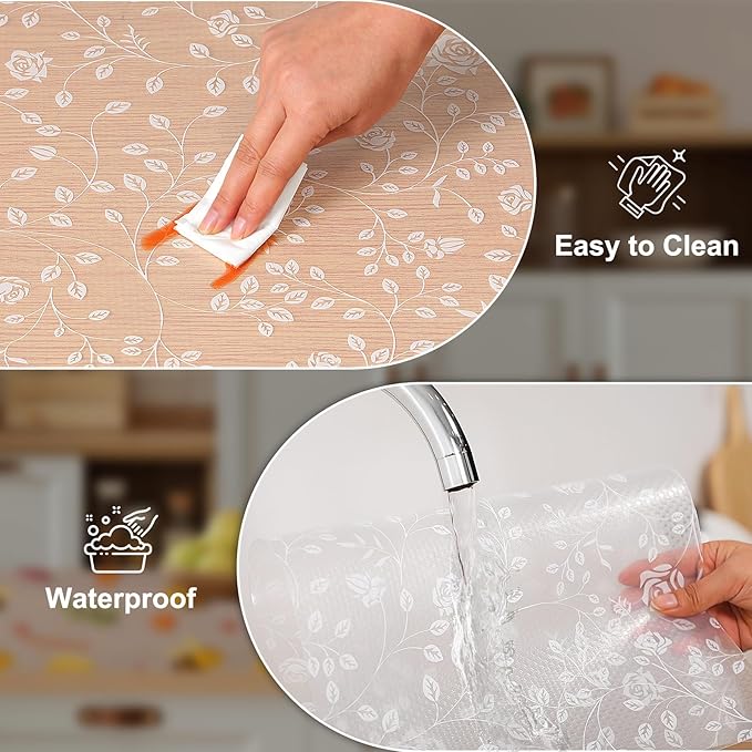 Cooyes Shelf Liner – Premium Non-Adhesive Cabinet & Drawer Liner for Kitchen – Waterproof Shelf Paper with Modern Pattern – Durable EVA Cabinet Mat – Easy to Cut （24" W x 240" L）