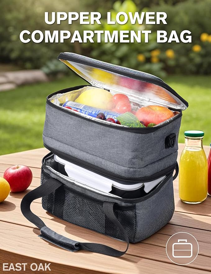 EAST OAK Cordless Electric Lunch Box for Adults, Heated Lunch Box Battery Powered with Automatic Heating, 5.5 Cups Portable Food Warmer with Insulated Carry Bag