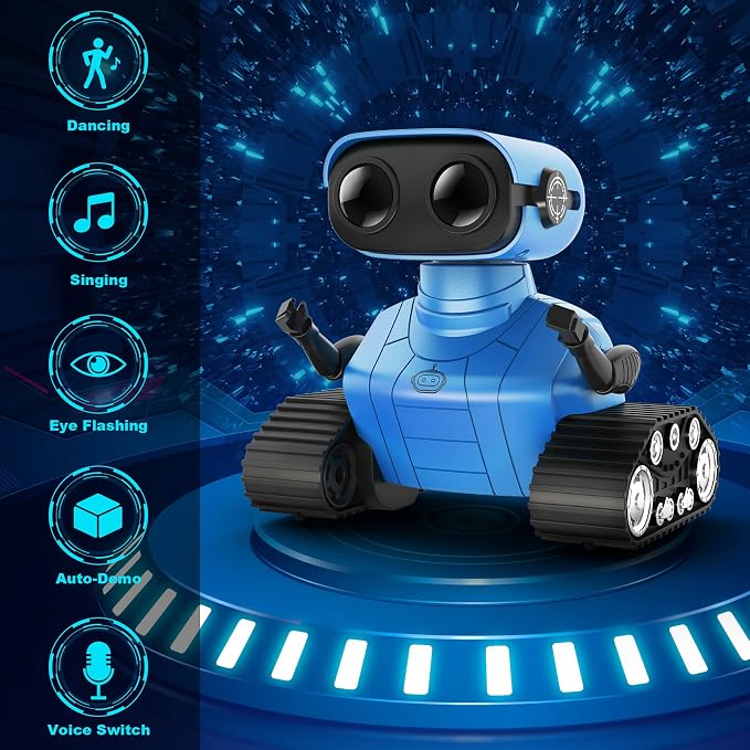 Hamourd Robot Toys for Boys Girls, Rechargeable Remote Control Emo Robots with Auto-Demonstration, Flexible Head & Arms, Dance Moves, Music, Shining LED Eyes for 5+ Years Old Kids
