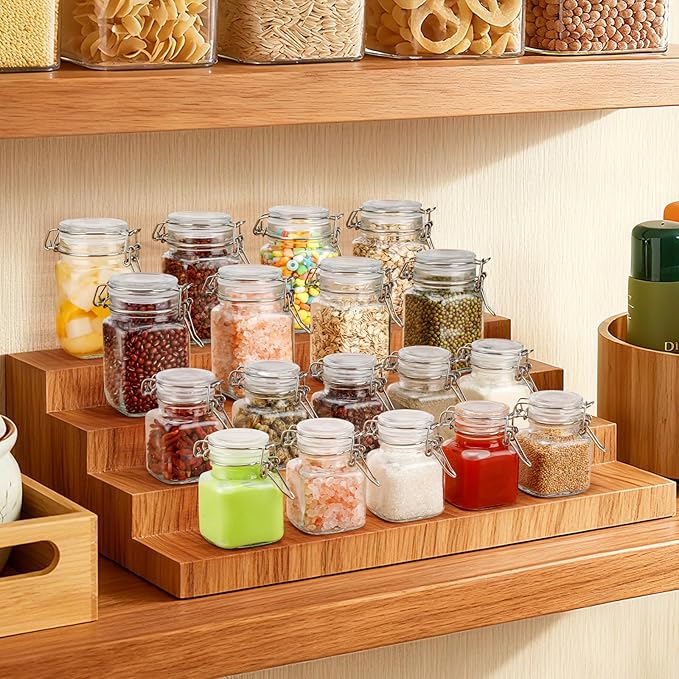Spice Jars 8 oz Glass Jars with Airtight Lids, Set of 12 Small Glass Spice Jars with Labels, Kitchen Storage Containers for Herbs, Seasoning, Pantry Organization