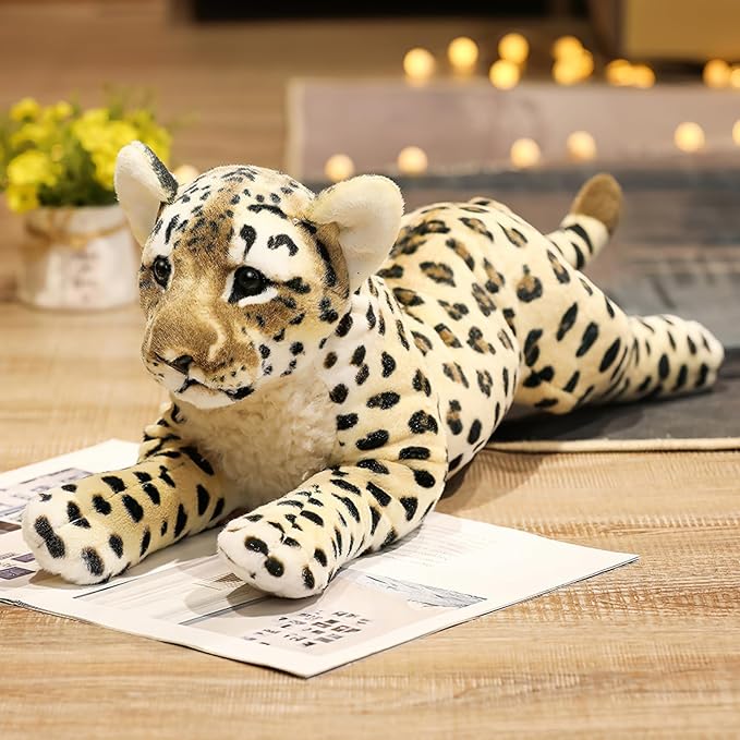 Cheetah Stuffed Animal 19" Realistic Leopard Stuffed Animal Cheetah Stuffy Leopard Plush Toys Cute Stuffed Jaguar Plush Birthday Graduation Gift for Girls Boys